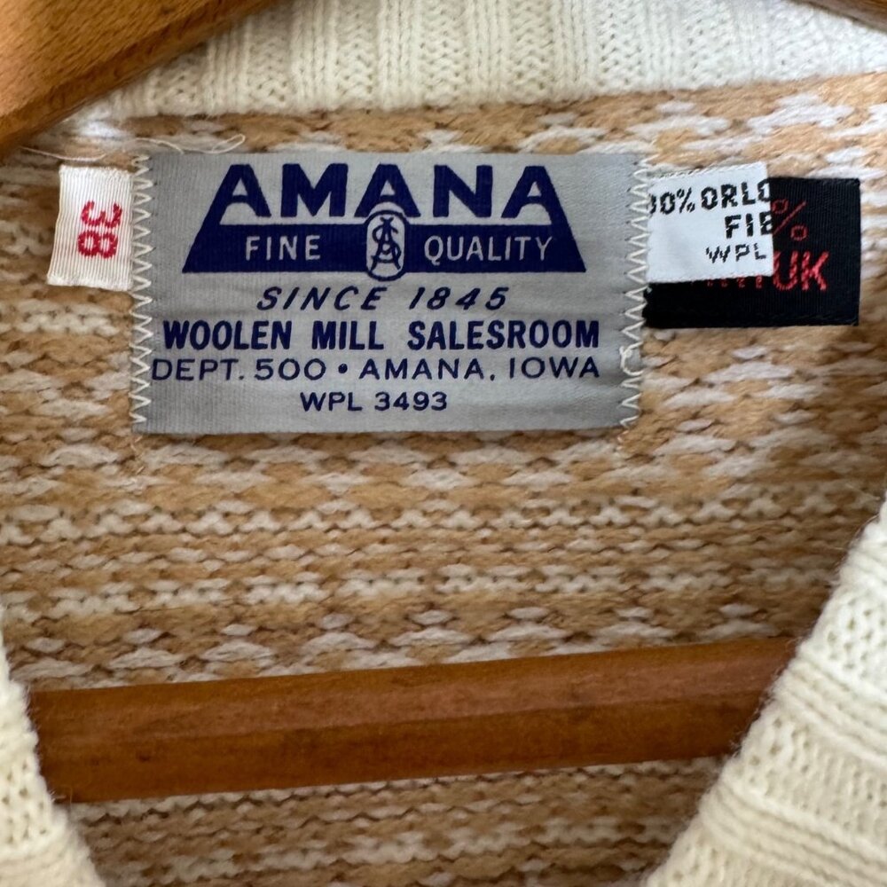Vintage Amana Fair Isle Cardigan M/L 100% Orlon Acrylic Made In USA Knit Sweater - Picture 3 of 6